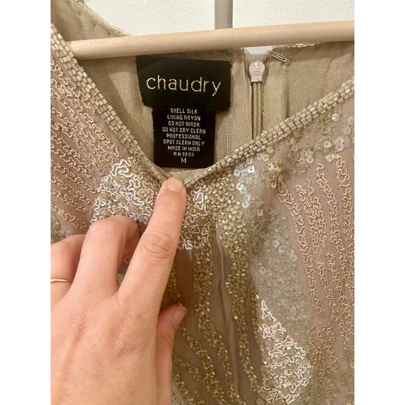 Chaudry Silk Beaded Blouse Size M - Picture 3 of 8